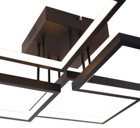 Mennyezeti lámpa fekete, beépített LED-del, 3 fokozatú fényerő-szabályozóval, 4 lámpás - Lejo