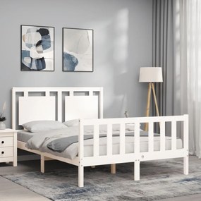 fehér tömör fa ágykeret fejtámlával Double
