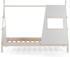 Krémszínű borovi fenyő házikó alakú gyerekágy ágyráccsal 90x200 cm Enola – Marckeric