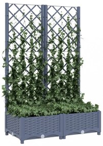 sötétszürke PP rácsos kerti ültetőláda 80 x 40 x 121,5 cm