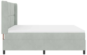 Boxspring Ágy Matrac és LED Világítás Szürke 180x200 cm Bársony