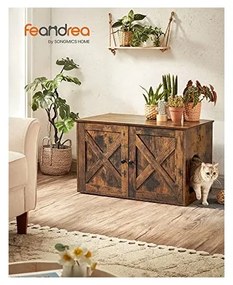 FEANDREA Macskaalom doboz rejtett tálcával | Vintage Barna | 80 x 50 x 53 cm