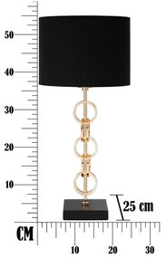Glam Rings fekete-aranyszínű asztali lámpa, magasság 54,5 cm - Mauro Ferretti