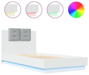 fehér ágykeret fejtámlával és LED-világítással 75 x 190 cm