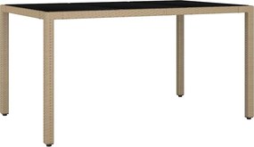 vidaXL tópszínű polyrattan és edzett üveg kerti asztal üveg lappal