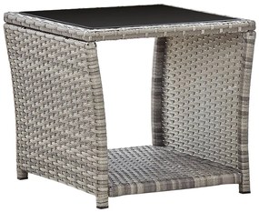 2 részes szürke polyrattan kerti étkezőgarnitúra párnákkal