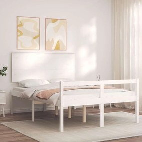 Fehér tömör fa ágy időseknek fejtámlával 140x200 cm