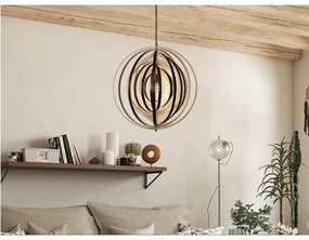 Fa függeszték zsinóron, 1xE27/60W/230V, átmérő 50 cm, tömör/furnér/kaucsukfa