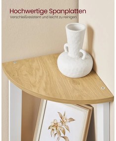 VASAGLE sarokkönyvespolc, 4 szintes létrás polc 33,3×33,3×125 cm, natúr - fehér színben