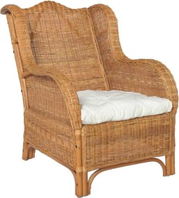 vidaXL világosbarna természetes rattan és lenvászon kanapé párnával