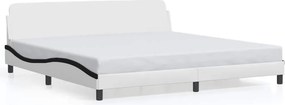 vidaXL fehér és fekete műbőr ágykeret Dover 200x200 cm