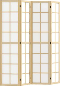HOMCOM 4 Panel Szobaelválasztó 160 cm x 170 cm Privát Képernyő, Összecsukható Szobaelválasztó a Nappaliba, Természetes | Aosom