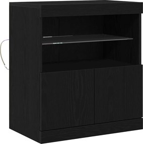 vidaXL LED tálaló LED -es lámpákkal Fekete 60,5 x 37 x 67 cm Faanyag