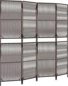vidaXL barna 4 paneles polyrattan térelválasztó