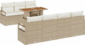 vidaXL Kerti Kanapé Szett párnával párnával 8 pcs Beige és krém