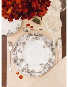 Fehér-világosszürke porcelán desszertes tányér készlet 6 db-os ø 19 cm Foliage gray – Villa Altachiara