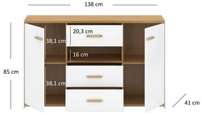 Komód Andre 2D3S (matt fehér). 1052707