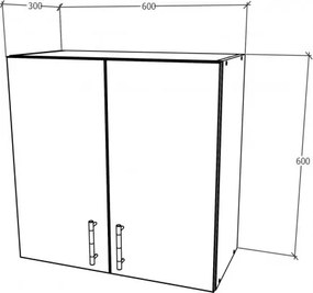 Benita 2 ajtós Felső konyhaszekrény Fehér 60x30x60 cm