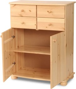 Anikó 2 ajtós 4 kis fiókos fenyő komód