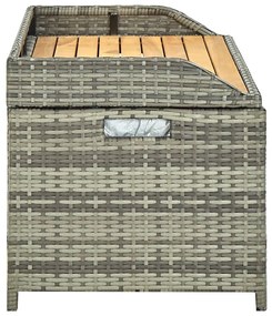 Szürke polyrattan kerti tárolópad 120 cm