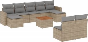 vidaXL 10 részes vegyes bézs polyrattan kerti ülőgarnitúra párnákkal