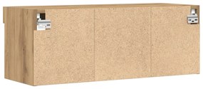 TV Fali Szekrény LED Fényekkel Műgyanta Tölgy 80x30x30 cm