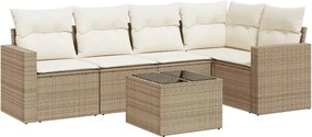 vidaXL 6 részes bézs polyrattan kerti ülőgarnitúra párnával