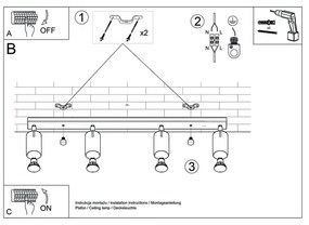 Etna 4L fehér mennyezeti lámpa - Sollux