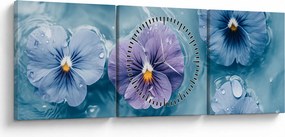 Kép - Ibolyák a vízben (órával) (90x30 cm)