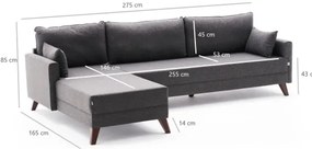 RIGA L-alakú sarokkanapé, antracit, balos kivitel