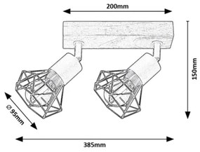 Rabalux 3138 - Spotlámpa ZEUS 2xE14/40W/230V tölgy