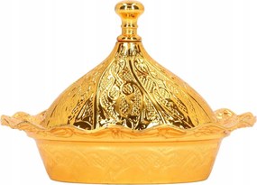 Cukrászda Cukortartó Arany Fedéllel Sárgaréz Cukortartó Tál