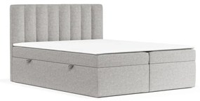 Világosszürke ágyneműtartós boxspring ágy 140x200 cm Novento – Maison de Rêve