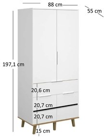 Ruhásszekrény Nickole (fehér + kőtölgy). 1053091