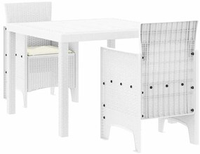 vidaXL Kert étkező szett 3 pcs Fehér Polipropilén