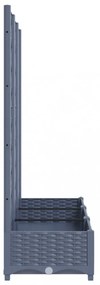 sötétszürke PP rácsos kerti ültetőláda 120 x 40 x 121,5 cm