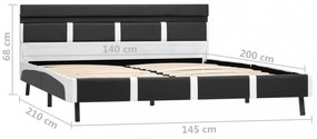 szürke LED-es műbőr ágykeret 140 x 200 cm