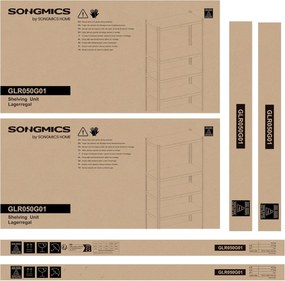 5 szintes fém tároló polc, teherbírás 600 kg, 50 x 100 x 200 cm, szürke