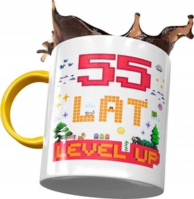 Sárga Bögre Születésnapra 55 55-es 55-ös Ajándék Nyomtatott Fotóval