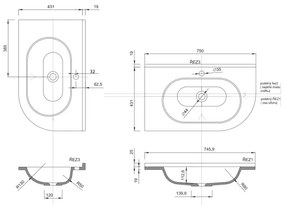 Sapho - Sarokba süllyesztett mosdó PULSE 75x43 cm márvány/fehér