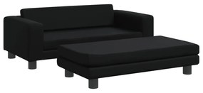 fekete gyerek bársonykanapé lábzsámollyal 100x50x30 cm