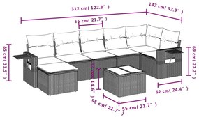 8 részes szürke polyrattan kerti ülőgarnitúra párnákkal