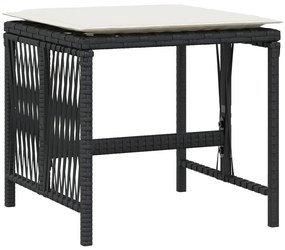 4 db fekete polyrattan kerti szék párnával 41 x 41 x 36 cm