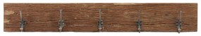 tömör újrahasznosított fa fogas 5 akasztóval 100 x 2,5 x 15 cm