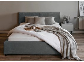 Franciaágy 140 cm Fatime (ágyráccsal) (tárolóhellyel) (szürke + fekete) . 1099181