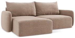 Világosbarna kinyitható-tárolóhelyes sarokkanapé (bal oldali) Kalena – Makamii