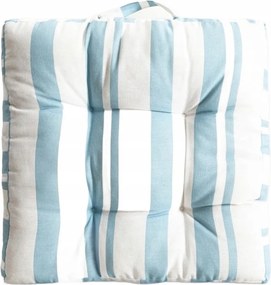 Evelyn kék csíkos párna foltvarrással és fogantyúval 50x50cm Homla
