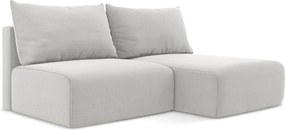 Világosszürke bársony kinyitható-tárolóhelyes sarokkanapé (jobb oldali-heverő résszel) Kalena – Makamii