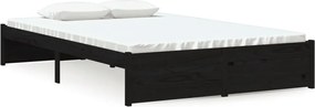 vidaXL Small Double fekete tömör fa ágykeret 120 x 190 cm