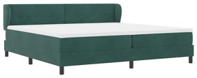 Boxspring Ágy Matrac Középsötét Zöld 200x200 cm Bársony